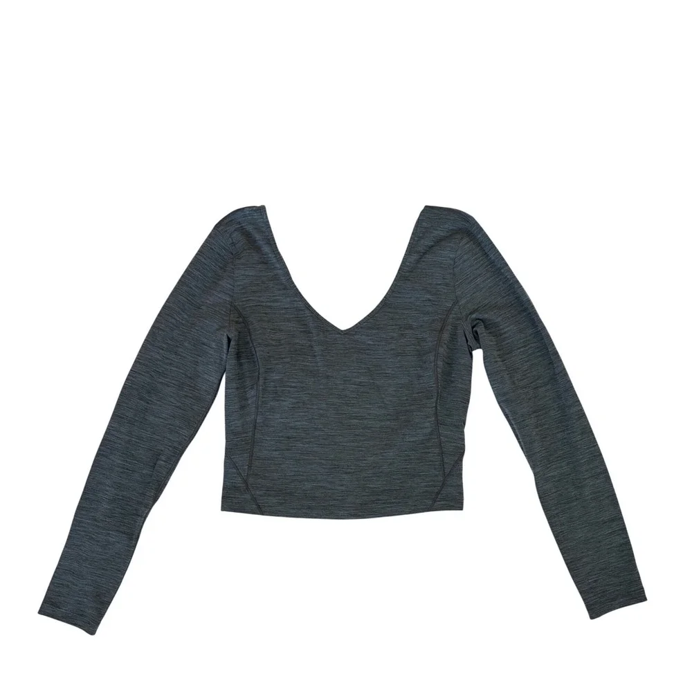 Lululemon Align Long Sleeve Shirt Grey Space Dye Nulu Cropped V-Neck Top